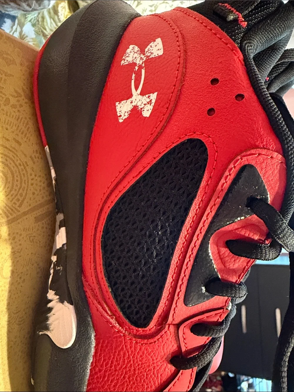 Under Armour Red and Black Basketball Sneakers